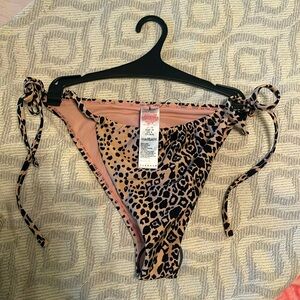 Leopard print string bikini bottom
